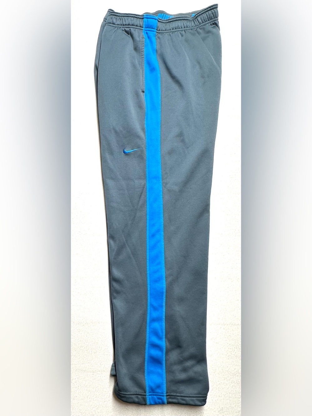 Nike Therma-FIT Mens L Fleece Lined Track Pants Gray Blue Athletic 32” Inseam